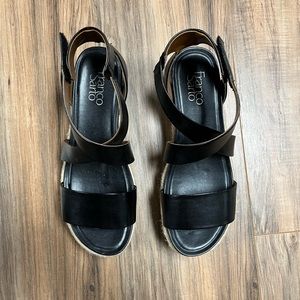Franco Sarto black wedge sandals
